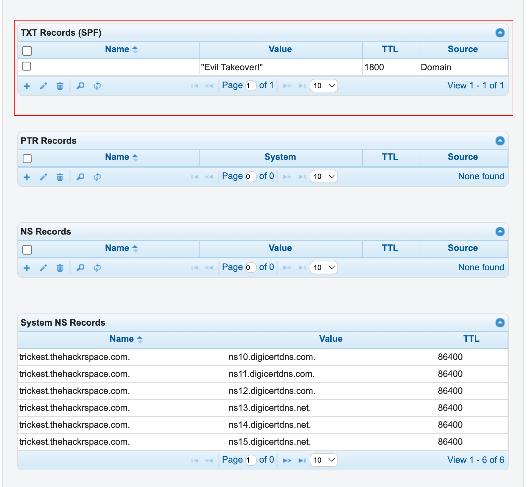 As a PoC, adding just a TXT Record