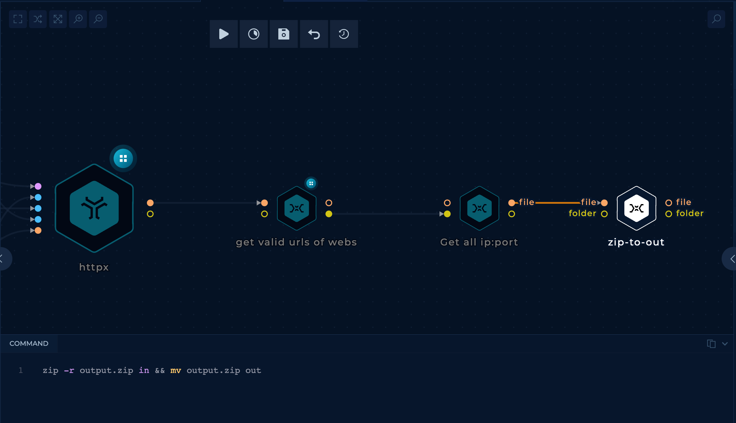 Zip node of the Scan AWS Trickest workflow editor