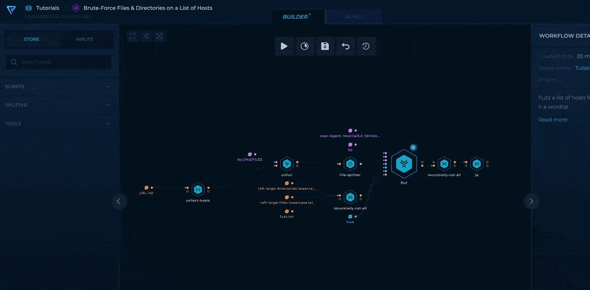 GIF of Dynamic import in the workflow editor