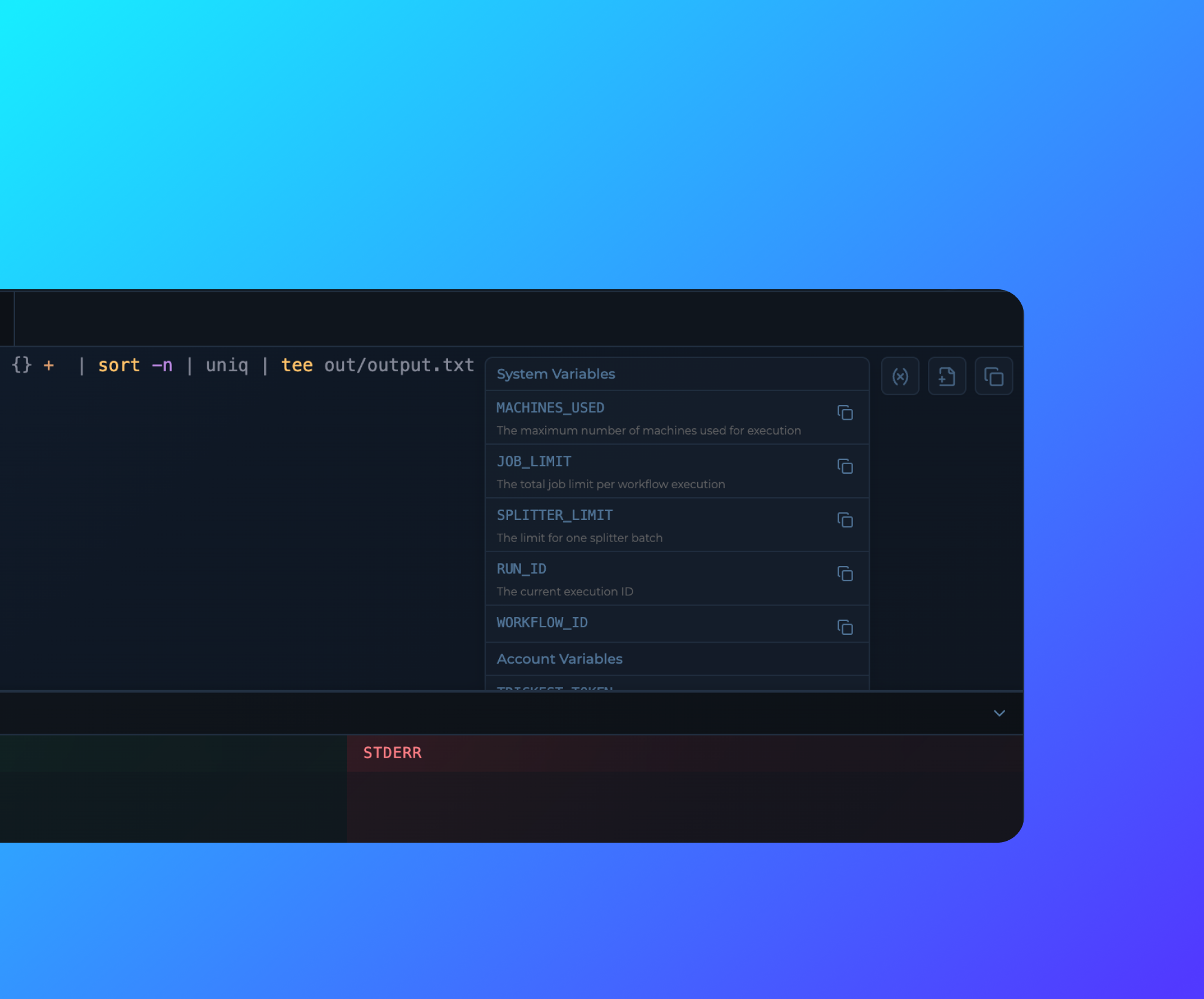 Variables in Code Editor for Scripts