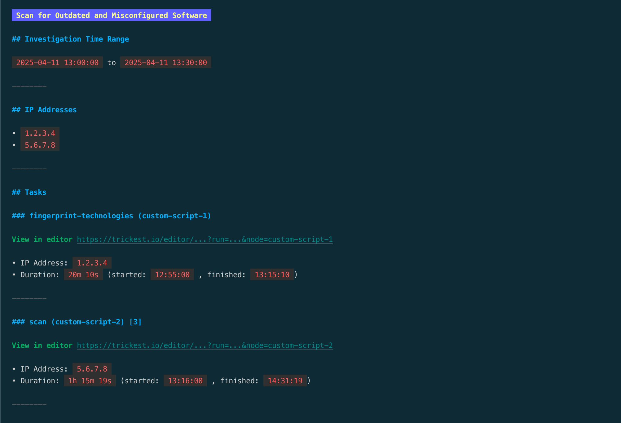 Trickest CLI Investigate Command