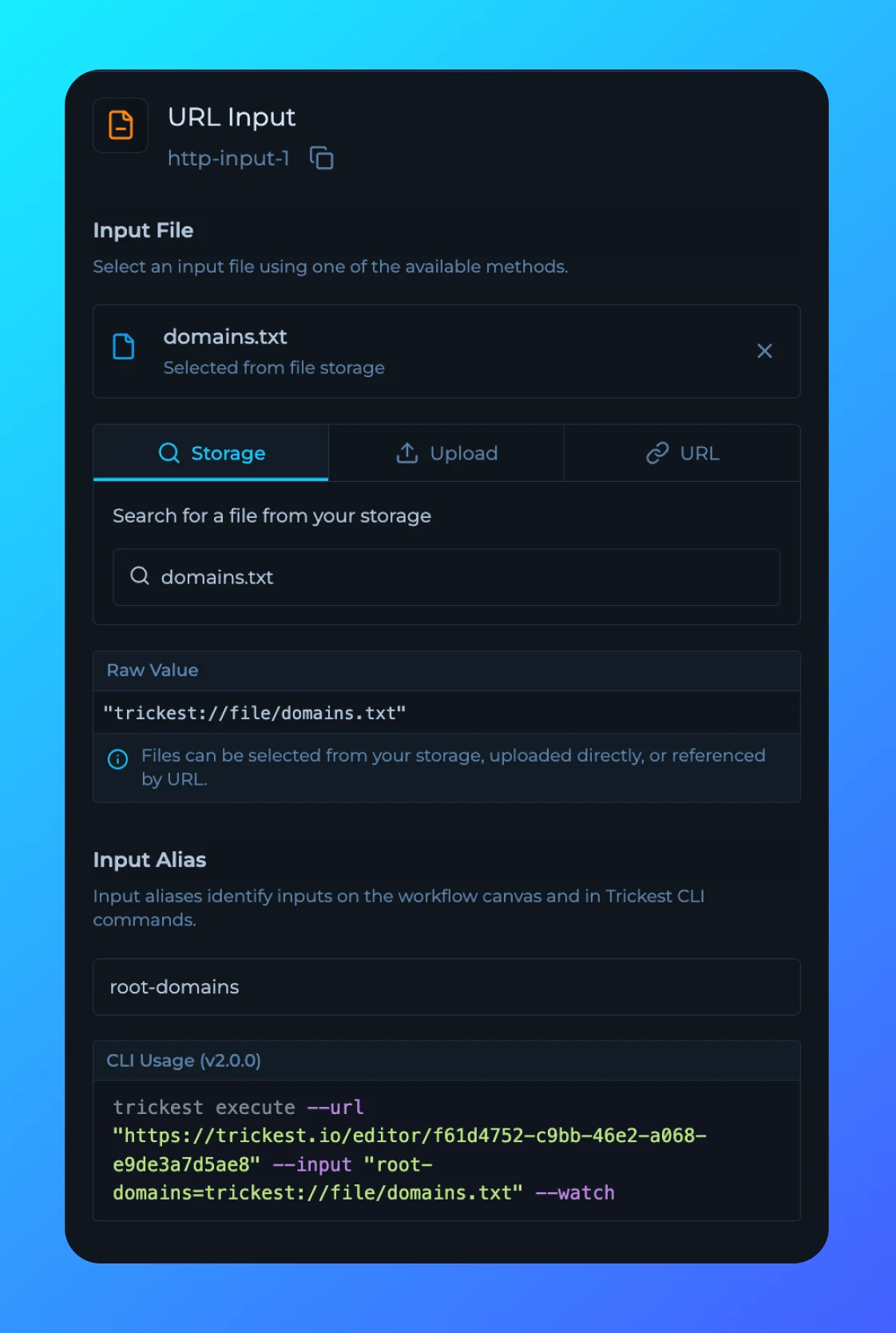 Inputs sidebar update