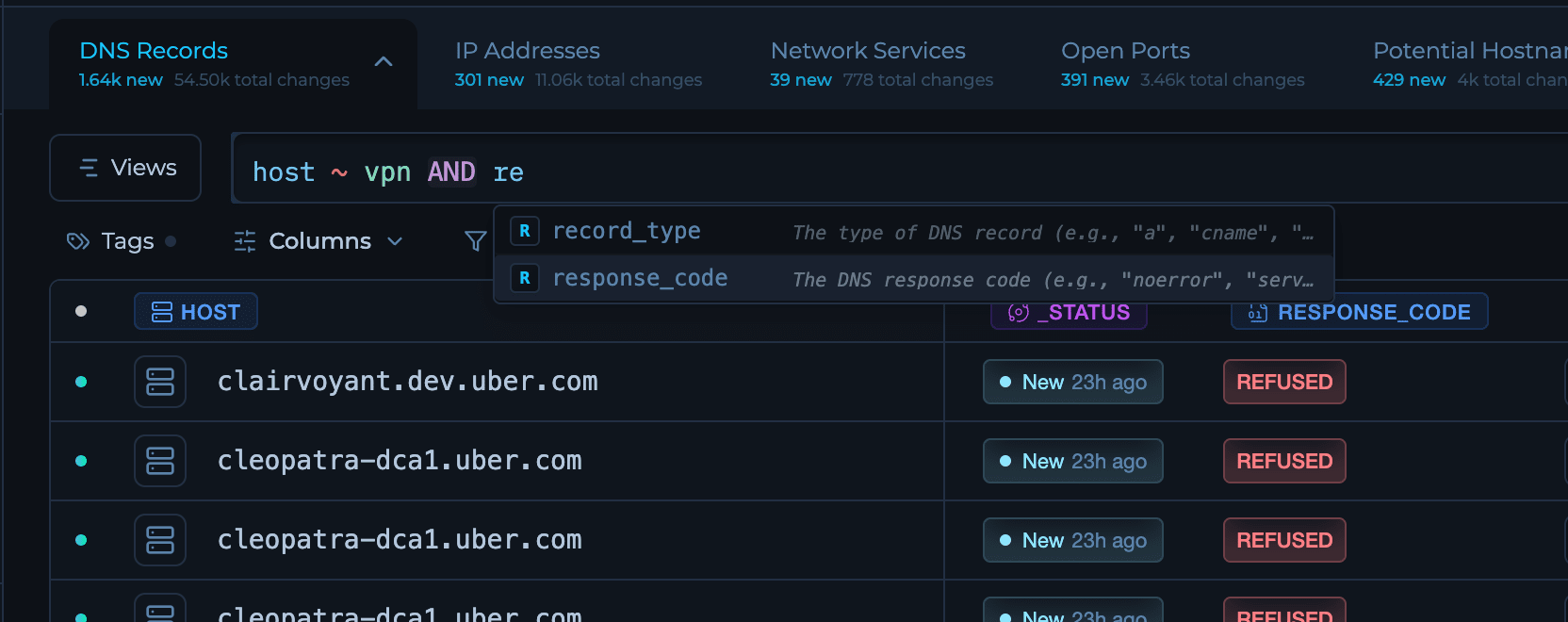 Using the query bar to filter records