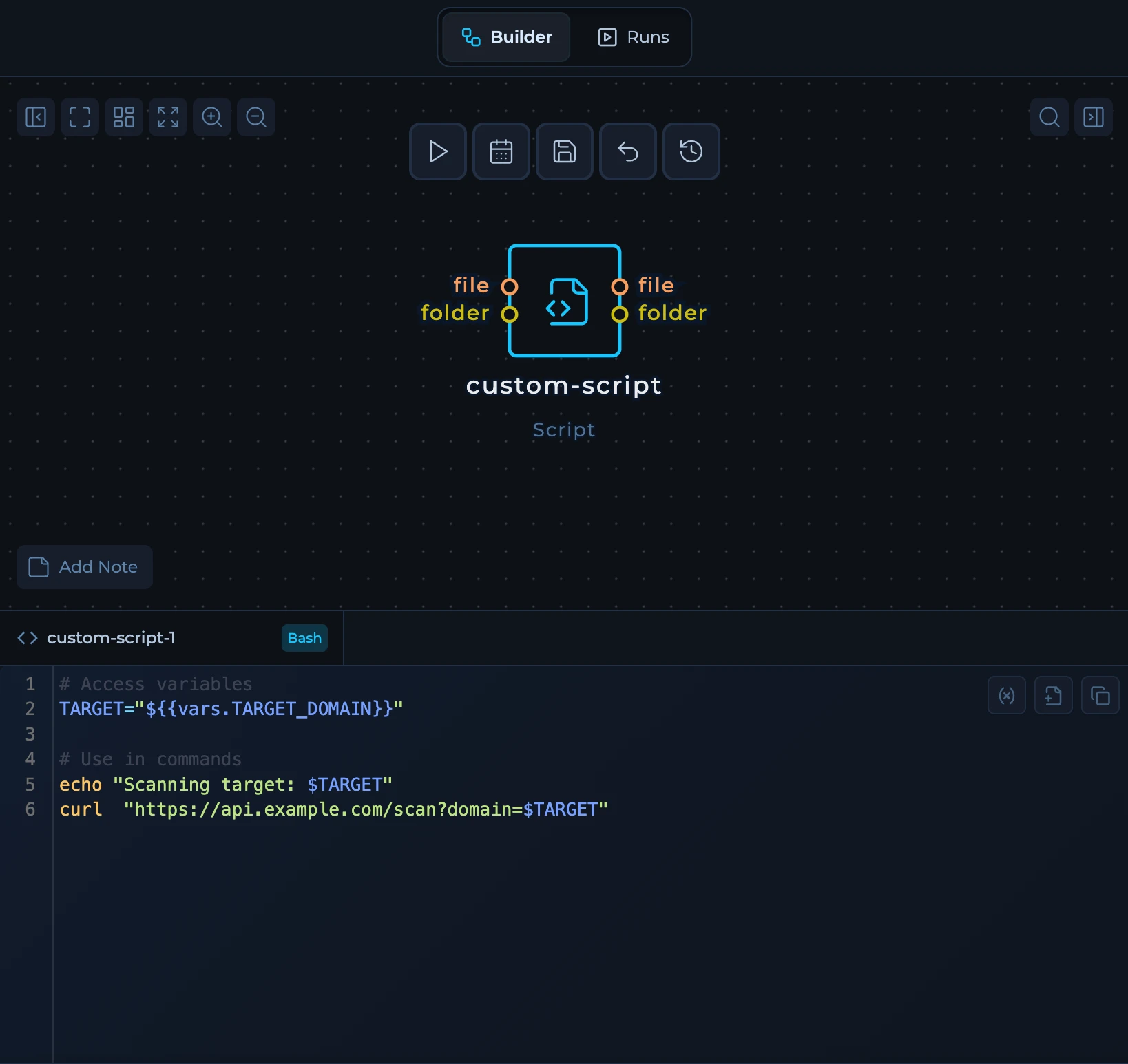 Using variables in Bash scripts