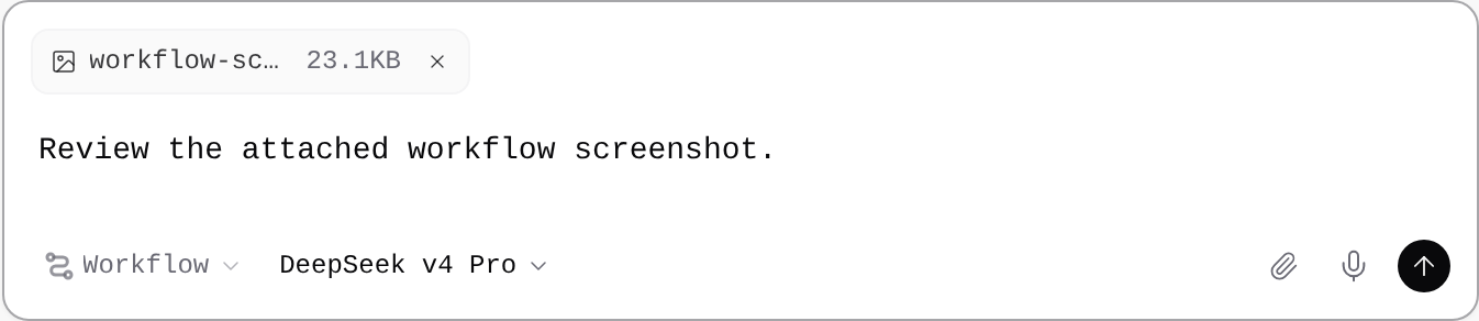 A screenshot attached to an unsent request in the actual chat composer.