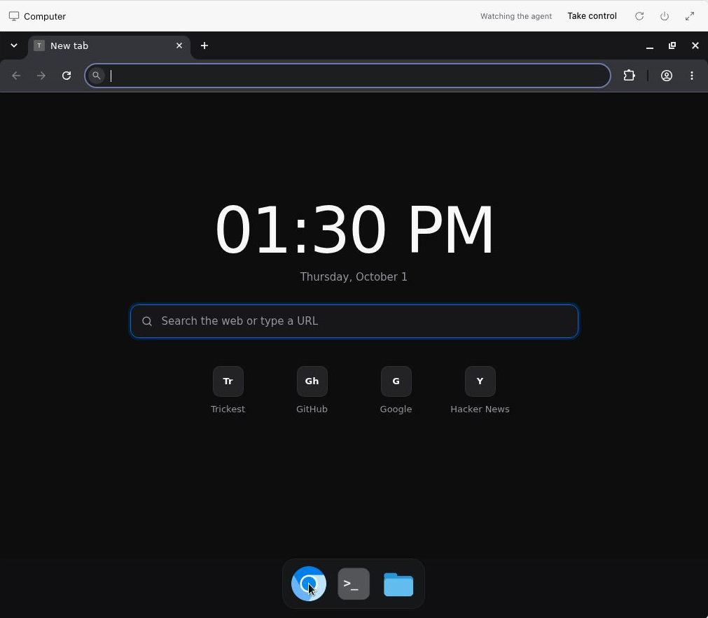 Watch the desktop live and use Take control to step in.
