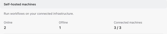 Fleet settings with self-hosted machine capacity and connection counts.