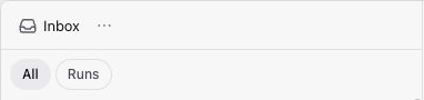 Inbox header with its options menu and All and Runs filters.