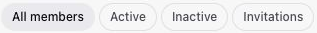 Member filters for All members, Active, Inactive, and Invitations.