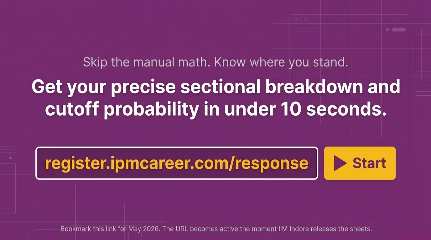 Get your IPMAT 2026 sectional breakdown and cutoff probability in under 10 seconds - register.ipmcareer.com/response