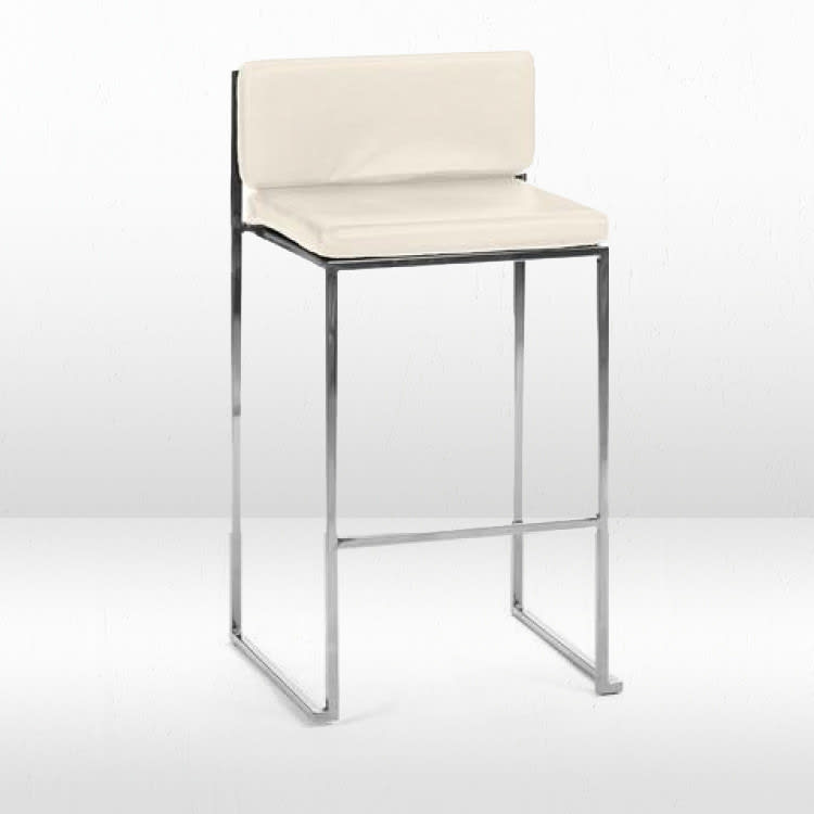 Paramount Bar Stool Silver Frame/White Pads view 2