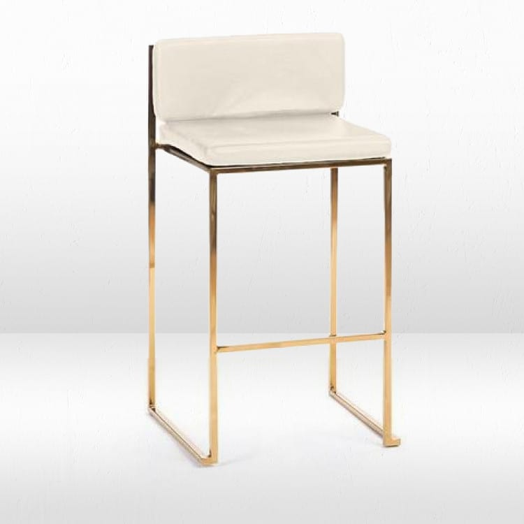 Paramount Gold Frame/White Pads Bar Stool view 2