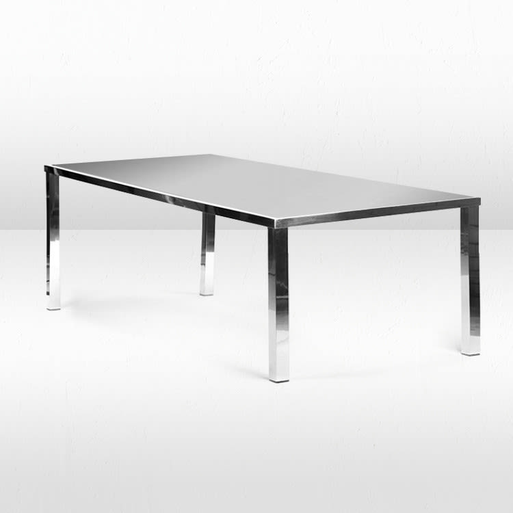 Metropolitan Dining Table - Silver Frame / Silver Mirror Top