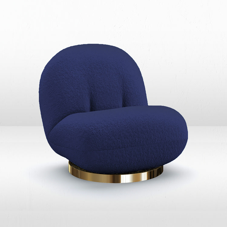 Pearl Lounge Chair - Boucle Sapphire