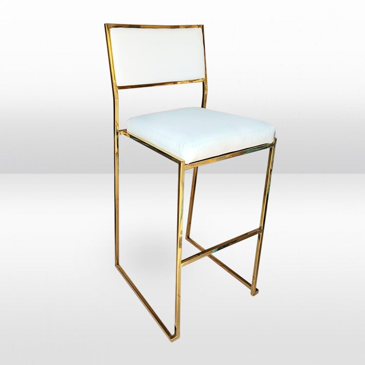 Jasper Gold Frame/White Pads Bar Stool view 2