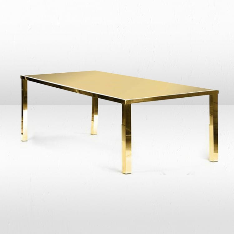 Metropolitan Dining Table - Flat Gold Frame / Gold Mirror Top view 2