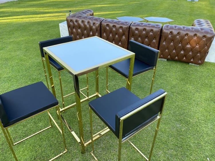 Paramount Gold Frame/Black Pad Bar Stool view 4
