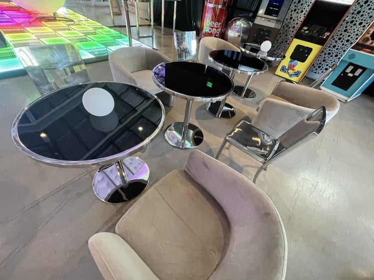 Virtu Silver Bistro Table  / Black Matte Top view 3