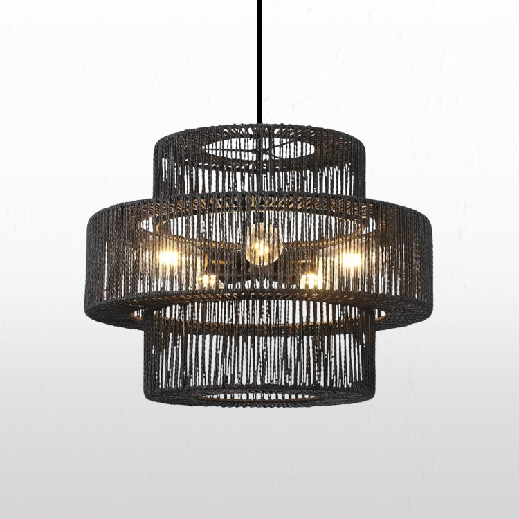 Raven Rattan Chandelier