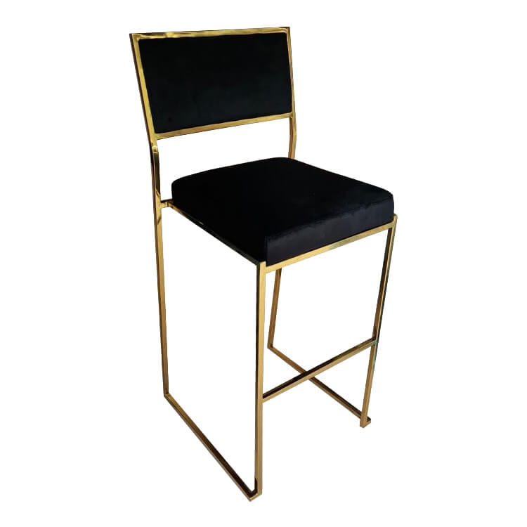 Jasper Gold Frame/Black Pad Bar Stool
