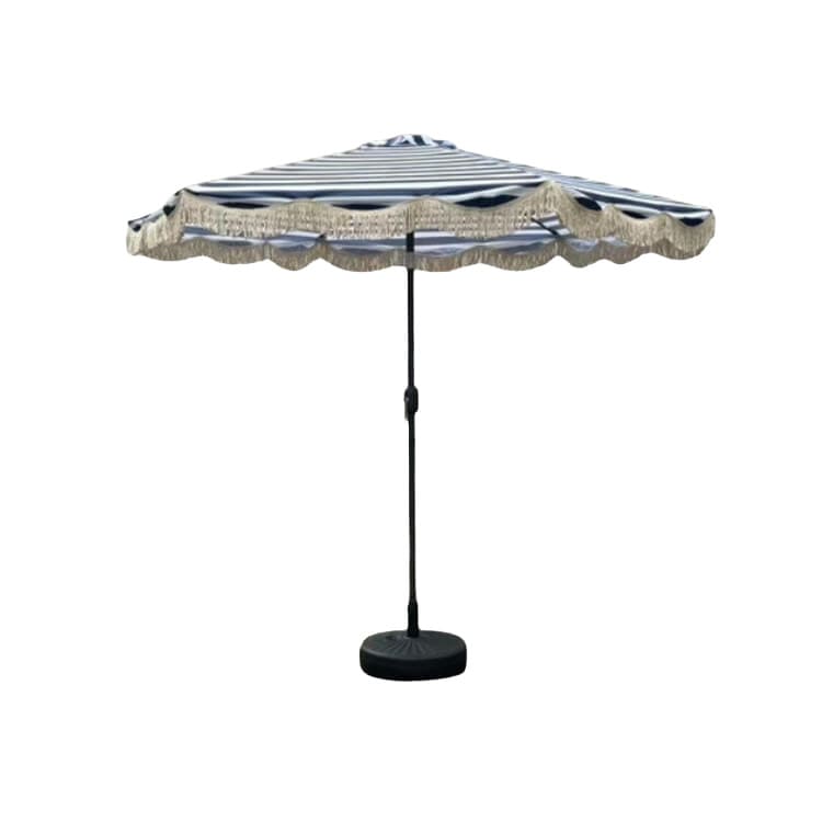 Party Umbrella - Blue/White Stripe with Fringe