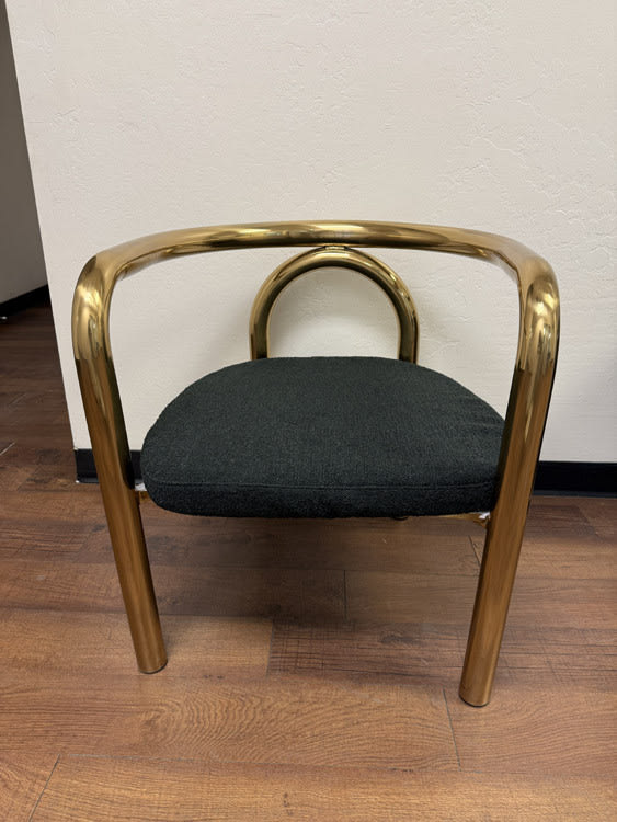 Eton Gold Accent Chair with Black Boucle Seat view 2