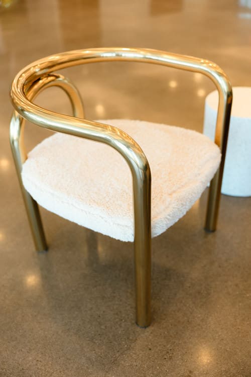 Eton Gold Accent Chair with Ivory Shearling Seat view 2
