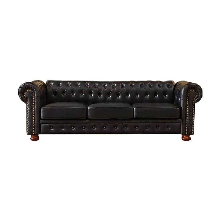Chesterfield Leather Sofa - Black
