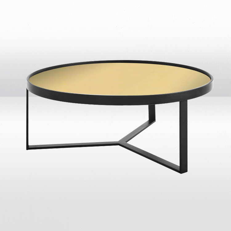 Baylor Coffee Table Black /  Gold Mirror Top view 2