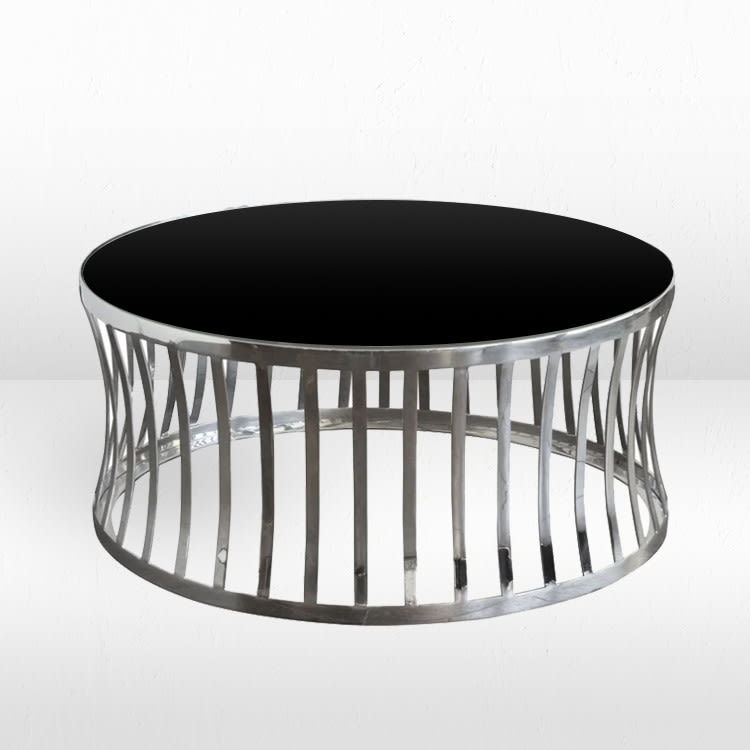 Capri Silver Coffee Table / Black Matte Top view 2
