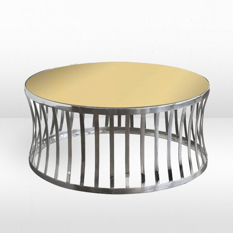 Capri Silver Coffee Table / Gold Mirror Top view 2