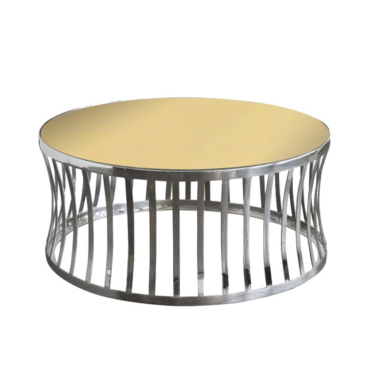 Capri Silver Coffee Table / Gold Mirror Top