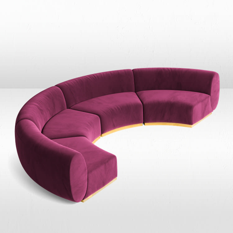 Colette Crescent Sofa - Berry view 3