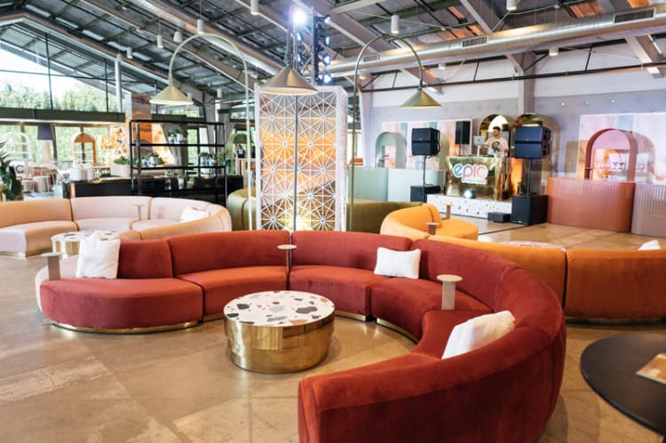 Colette Crescent Sofa - Crimson view 7