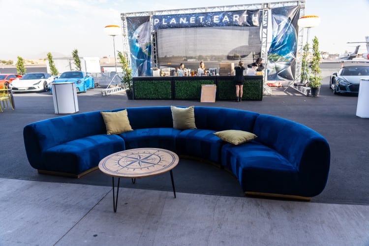 Colette Crescent Sofa - Sapphire view 3