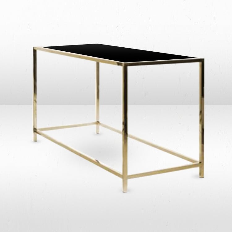 Rivington Flat Gold Communal Table / Black Matte Top view 2