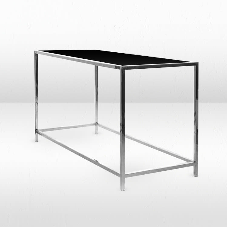 Rivington Silver Communal Table / Black Matte Top view 2