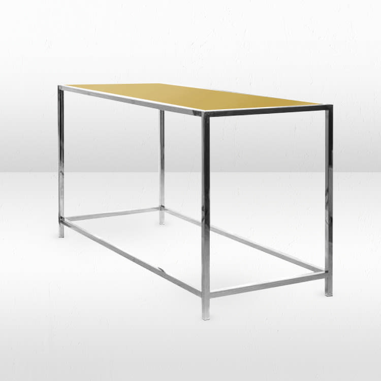 Rivington Silver Communal Table / Gold Mirror Top view 2