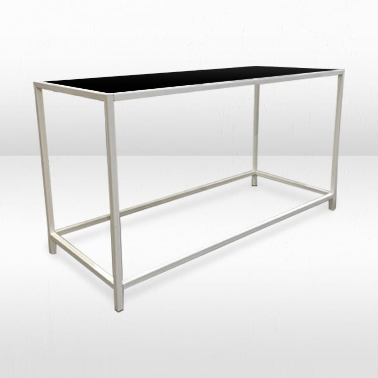 Rivington White Communal Table / Black Matte Top view 2
