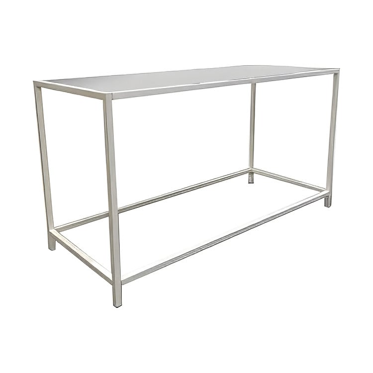 Rivington White Communal Table / Silver Mirror Top