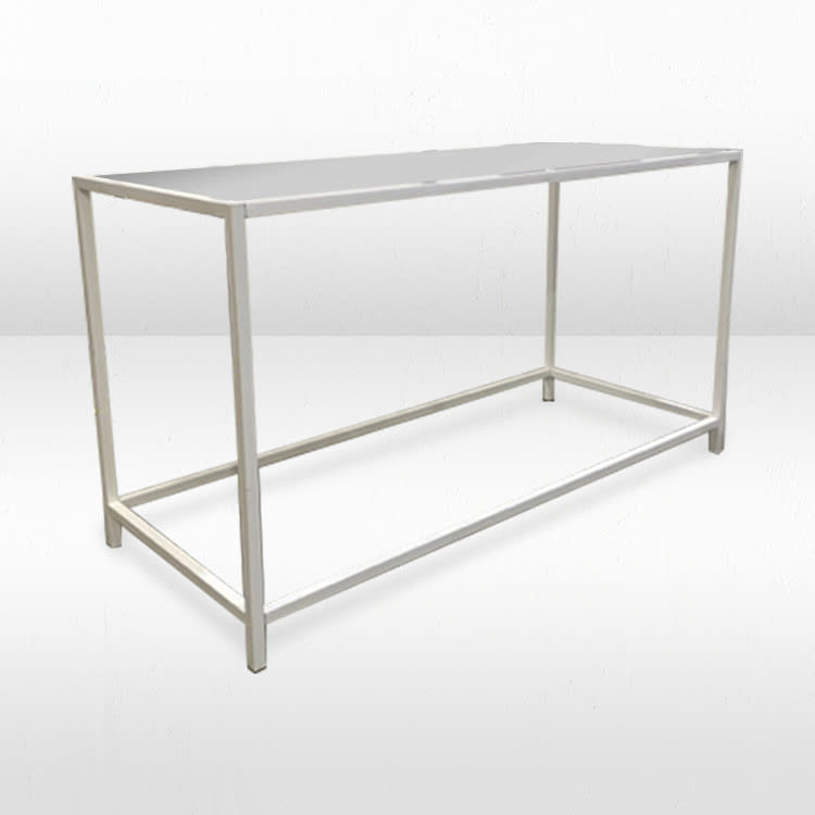 Rivington White Communal Table / Silver Mirror Top view 2