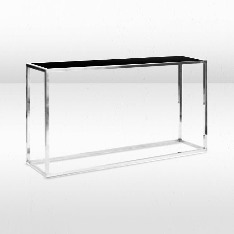 Bentley Counter Height Table - Silver Frame / Black Matte Top view 2