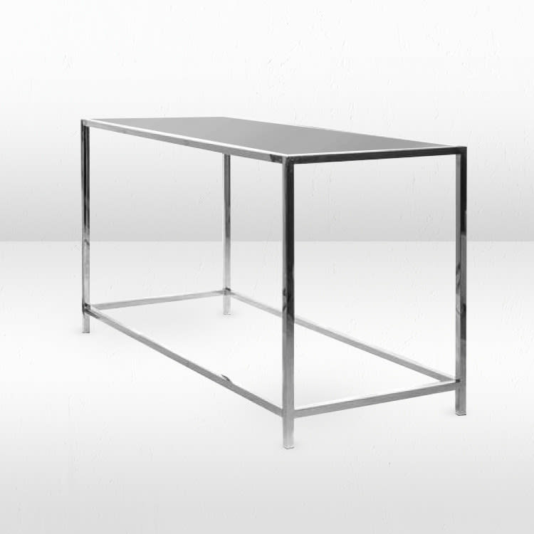Rivington Silver Communal Table / Silver Mirror Top view 2