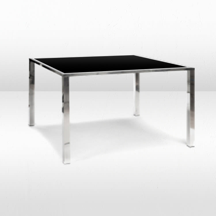 Metropolitan Communal Table - Silver Frame /  Black Matte Top view 2