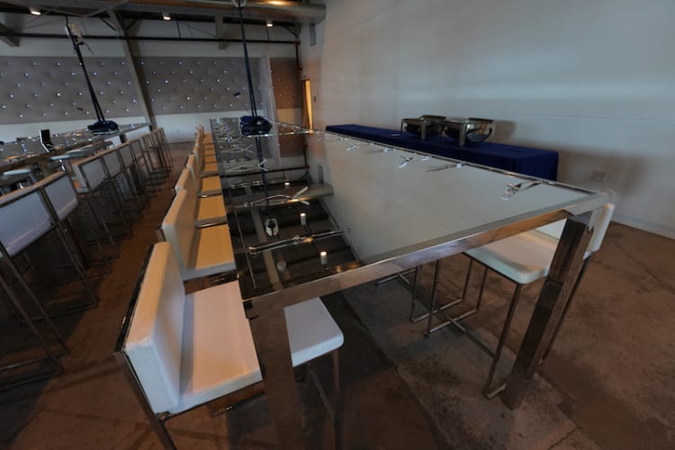 Metropolitan Communal Table - Silver Frame / Silver Mirror Top view 2