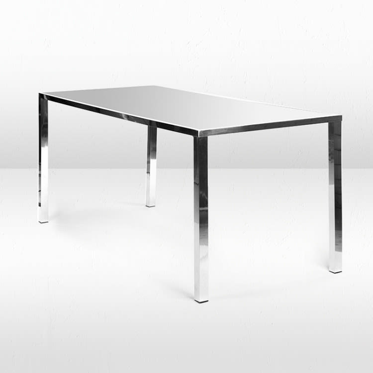 Metropolitan Communal Table - Silver Frame / Silver Mirror Top view 5