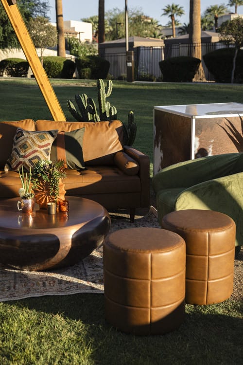 Leather Pleated Ottoman view 3