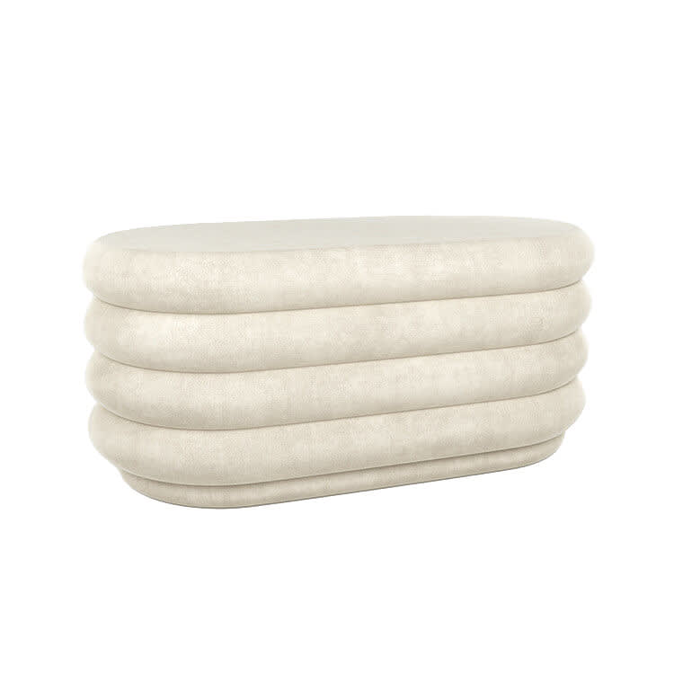 Reese Oval Ottoman - Ivory