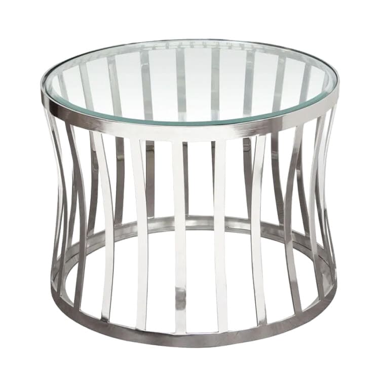 Capri Side Table - Polished Silver / Clear Top