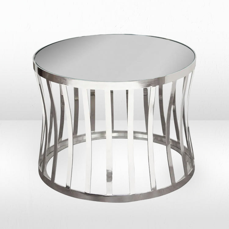 Capri Side Table - Polished Silver / Silver Mirror Top view 2